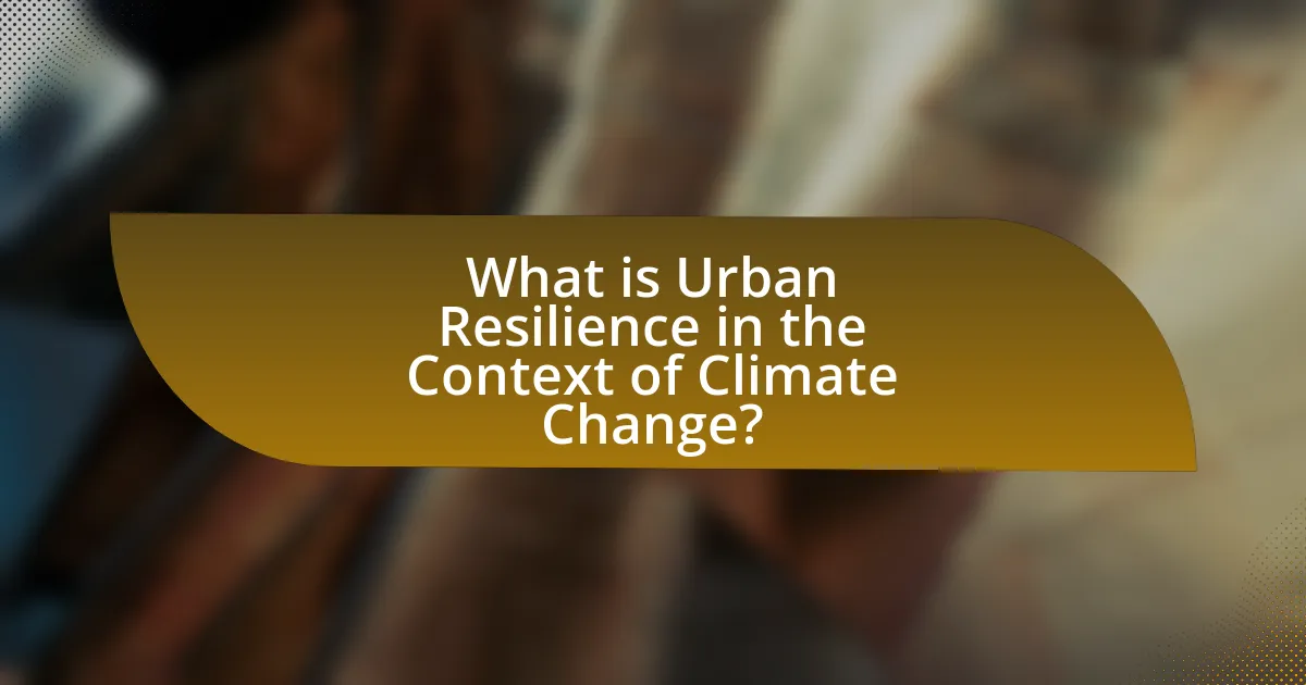 What is Urban Resilience in the Context of Climate Change?